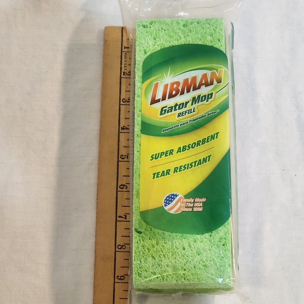 Libman Gator Sponge Mop Head Refill Super Absorbent #03021 Tear Resistant Green